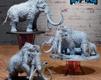 Mammoth Set / Arctic Elephant / Tusked Ice Beast / Snow Creature / Frozen Mount Animal / Norse Encounter