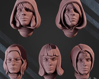 War Sisters Head Bits - Great Martyrs Miniatures for 28mm32mm Scale - Unassembled High-Quality Resin Designs by DakkaDakkaStore