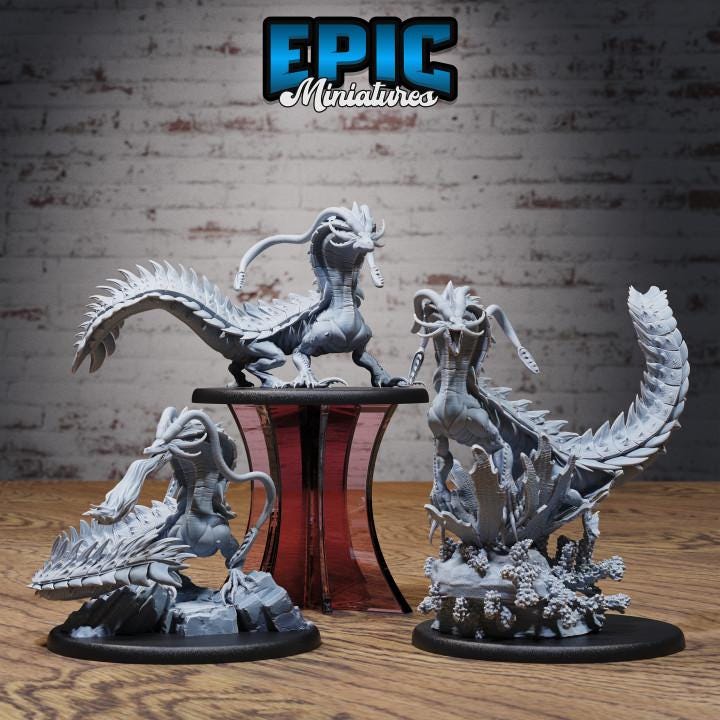 Sea Drake Deity Set / Water Dragon / Winged Ocean Encounter / Magical Aqua Beast / Evil Dragonborn / Draconic Army