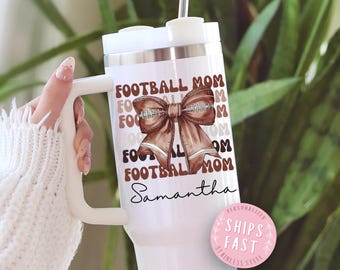 Football Mom Tumbler With Handle Football Mom Cup Football Mom Personalized 40oz Tumbler Gift Custom Football Mom Travel Mug