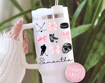 Hockey Mom Tumbler With Handle Hockey Mom Cup Hockey Mom Personalized 40oz Tumbler Gift Custom Hockey Mom Travel Mug Hockey Mom Travel Cup