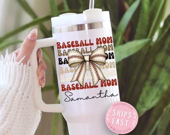 Baseball Mom Tumbler With Handle Baseball Mom Cup Baseball Mom Personalized 40oz Tumbler Gift Custom Baseball Mom Travel Mug
