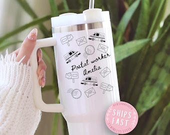 Postal Worker Tumbler Personalized Postal Worker 40oz Tumbler Gift for Mail Lady Tumbler with Handle Custom Postal Worker 40 oz Tumbler Cup