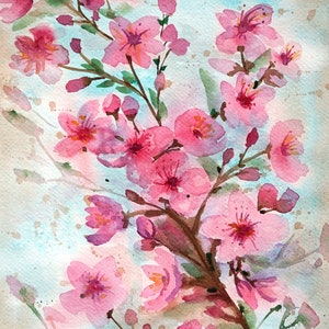 FIORI DI PESCO: Dipinto ad acquerello originale - Original watercolour painting - Handmade work of art.