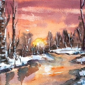 ROSSO DI SERA: Dipinto ad acquerello originale - Original watercolour painting - Handmade work of art.