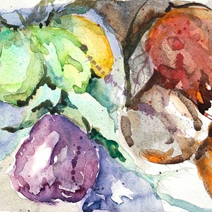 ARCOBALENO DI FRUTTA - Natura morta - Dipinto ad acquerello originale - Original watercolour painting - Handmade work of art. Still life