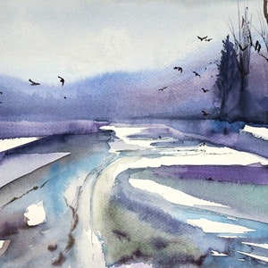 MIRAGGIO ONIRICO: Dipinto ad acquerello originale - Original watercolour painting - Handmade work of art.
