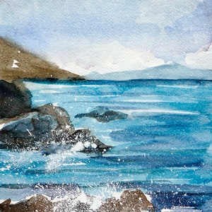 ALTA MAREA: Dipinto ad acquerello originale - Original watercolour painting - Handmade work of art.