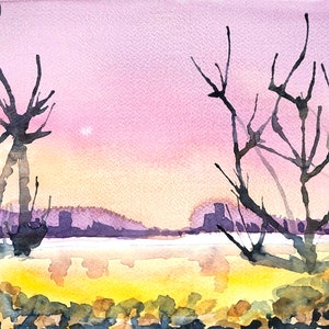 LAGUNA: Astratto - Dipinto ad acquerello originale - LAGOON - Original watercolour painting - Handmade work of art.