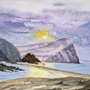 EVENING TWILIGHT: Original watercolor painting - Original watercolor painting - Handmade work of art.