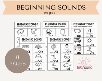 Printable Beginning Sounds Worksheet | Kindergarten Beginning Sounds | PreK Beginning Sound |  | Phonics and Letter Recognition Practice