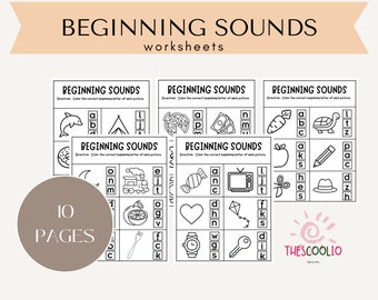 Printable Beginning Sound Worksheets | Phonics and Letter Recognition Practice | Beginning Sound