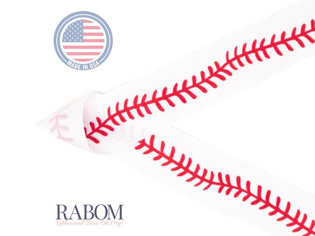 Baseball Stitch Printed Grosgrain Ribbon | Made in U.S.A. | Choose ...
