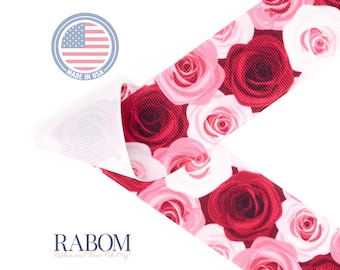 Les roses sont un ruban gros-grain rouge | Fabriqué aux États-Unis | Choisissez la largeur et la longueur