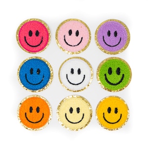 2&quot; Chenille Smiley Face Iron-On Patch