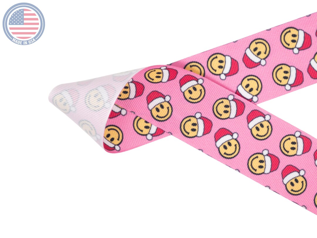 Smiley Santa Grosgrain Ribbon | Made in U.S.A. | Choose Width and ...