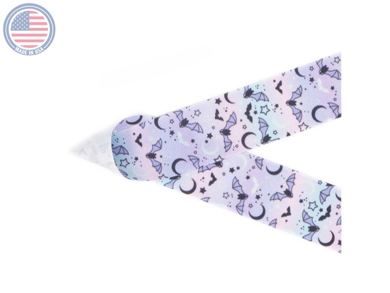 Midnight Bats Halloween Printed Grosgrain Ribbon | Made in U.S.A. | Choose Width and Length