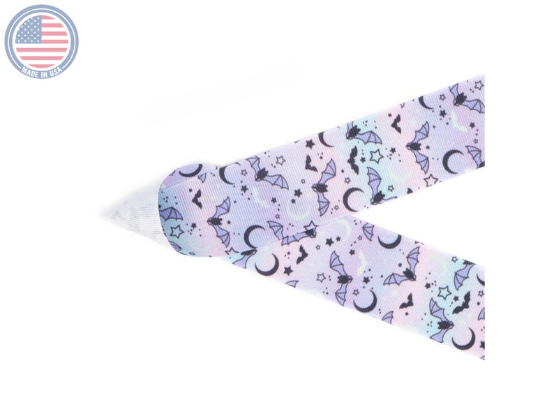Midnight Bats Halloween Printed Grosgrain Ribbon | Made in U.S.A. | Choose Width and Length bild 1