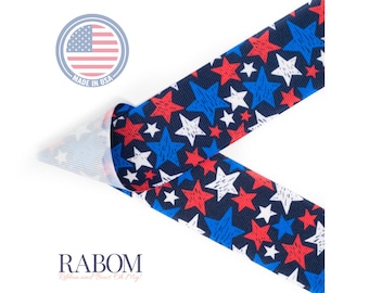 4th of July Stars Grosgrain Ribbon | Made in U.S.A. | Choose Width and Length