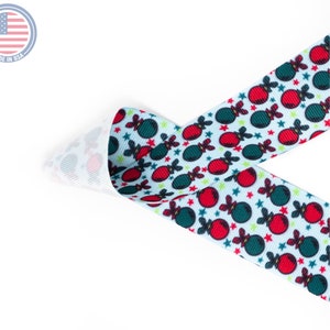 Christmas Ornament Grosgrain Ribbon | Made in U.S.A. | Choose Width and Length