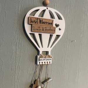 Hochzeitsgeschenk | Brautpaar | Geldgeschenk | Heißluftballon | Ballon| Holz | Personalisiert | Geschenk zur Hochzeit