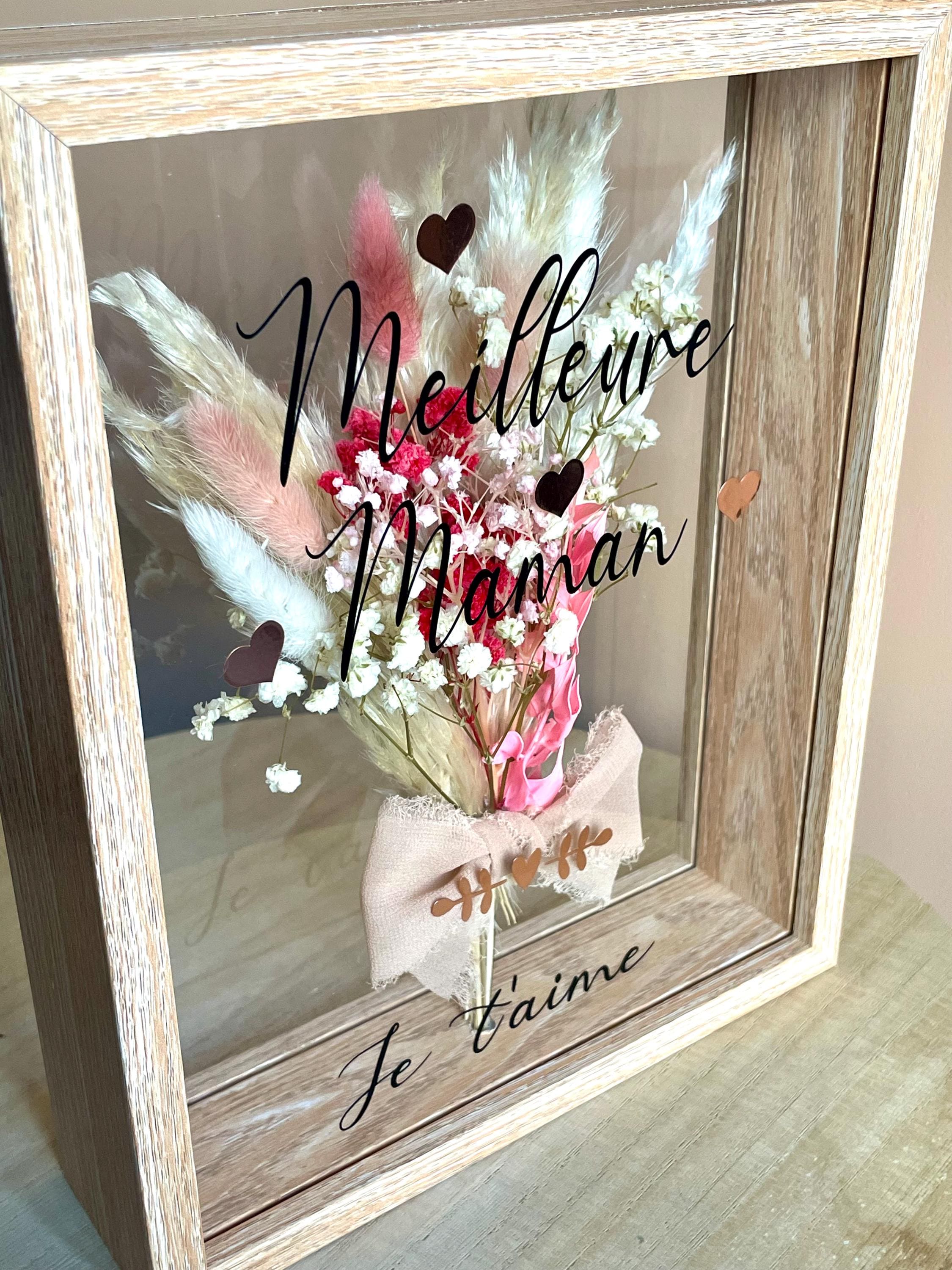 Cadre Coeur Fleurs Maman Personnalisé - Cadeau Fête Des Mères Ou Anniversaire