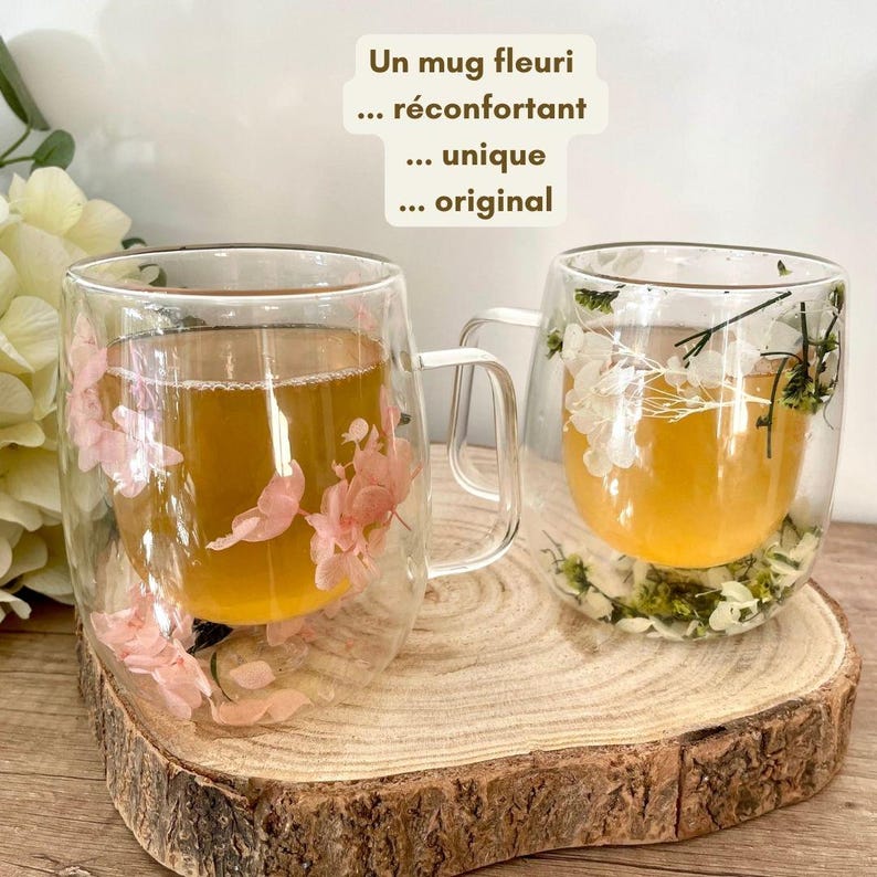 Personalized floral mug - Customizable dried flower mug - Text, quote, name, inspirational phrase - Gift for Mom, Grandma, Teacher image 4