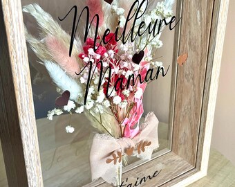 Personalized frame with dried flower bouquet / Personalized Mother's Day gift for mom / Customizable floral frame