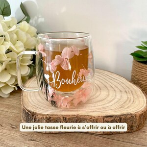 Personalized floral mug - Customizable dried flower mug - Text, quote, name, inspirational phrase - Gift for Mom, Grandma, Teacher image 6