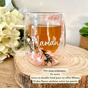Personalized floral mug - Customizable dried flower mug - Text, quote, name, inspirational phrase - Gift for Mom, Grandma, Teacher image 5