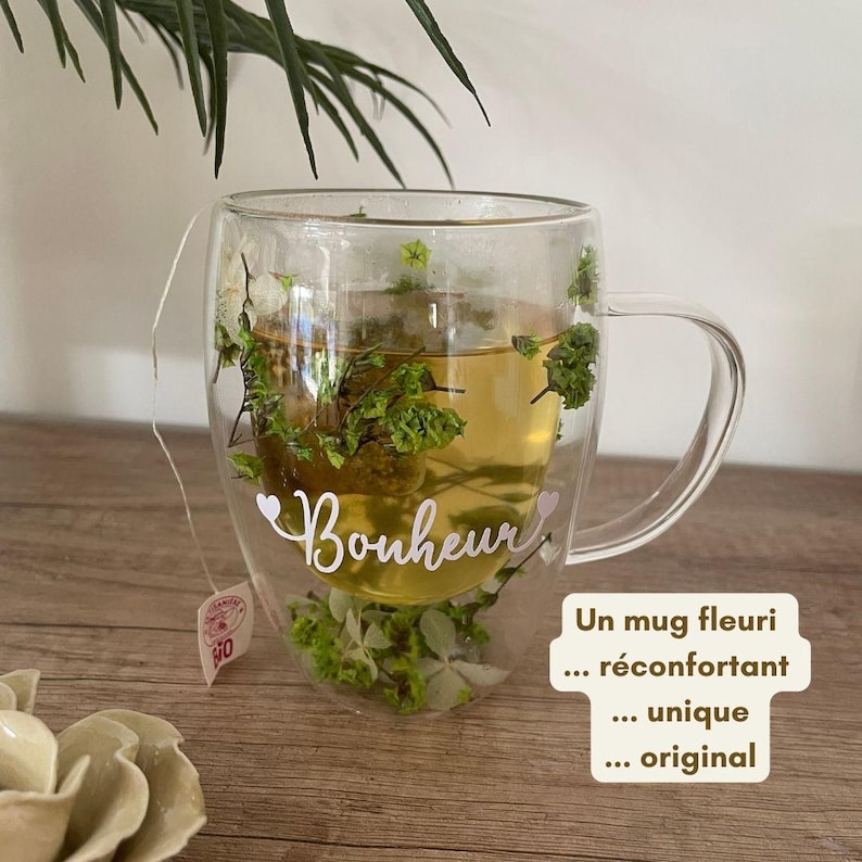 Personalized floral mug - Customizable dried flower mug - Text, quote, name, inspirational phrase - Gift for Mom, Grandma, Teacher image 7