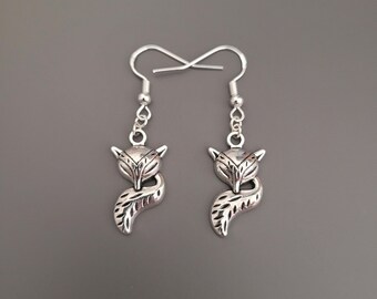 925 Sterling Silver Hook Fox Charm Earrings - Fox Earrings, Fox Jewellery, Fox gifts, Fox Gifts for Her, Fox Head Earrings, Bushy Tail