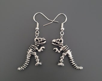 925 Sterling Silver Hook Large Dinosaur Charm Earrings - Dino Earrings, Dinosaur Jewellery, dinosaur gifts, gifts for her, trex, UK