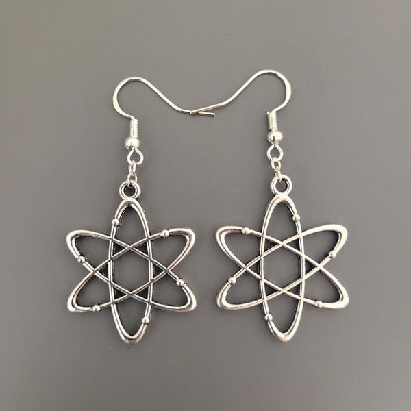 925 Sterling Silver Hook Atom Charm Earrings - Atom Earrings, Atom Jewellery, Atom gifts, gifts for her, science gifts for her, chemistry