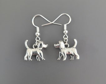925 Sterling Silver Hook Dog Charm Earrings - Dog Earrings, Dog Jewellery, Dog gifts, gifts for her, animal earrings, dog gifts for her, uk