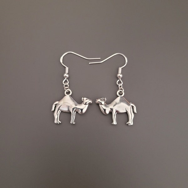 925 Sterling Silver Hook Camel Charm Earrings - Camel Earrings, Camel Jewellery, Camel gifts, Camel gifts for her, desert animal, wildlife