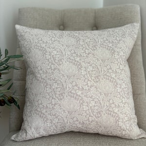 Linen botanical print grey cushion cover