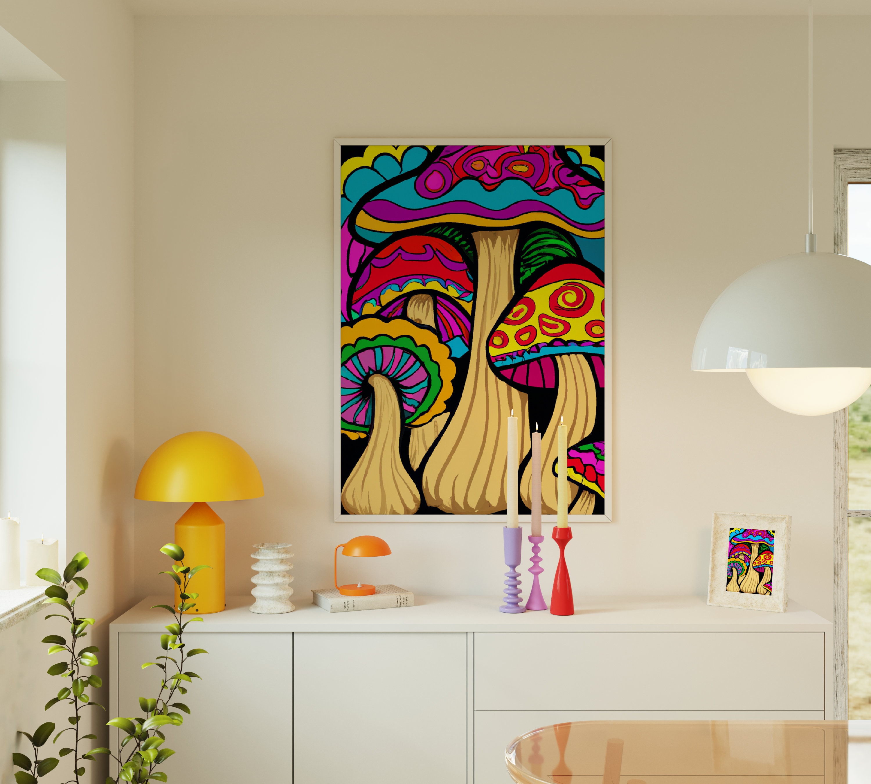 Mushroom Poster Printable Wall Art Psychedelic Poster Trippy Poster 70s ...