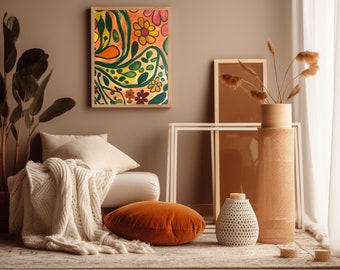 70er druckbare Wand Kunst Boho Kunst druckbare Blumen druckbare Wand Kunst Retro druckbare Wand Kunst Retro Dekor 70er Dekor Kunst 70er Kunst druckbar