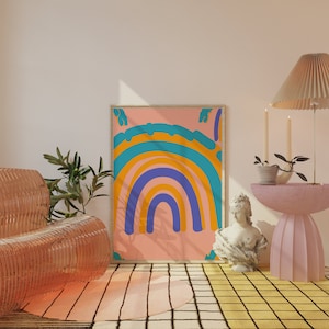 Arte de pared imprimible de arco iris Arte de pared imprimible de los años 70 Arte de pared imprimible retro Decoración retro Decoración de los años 70 Arte de pared de los años 70 imprimible Funky imprimible