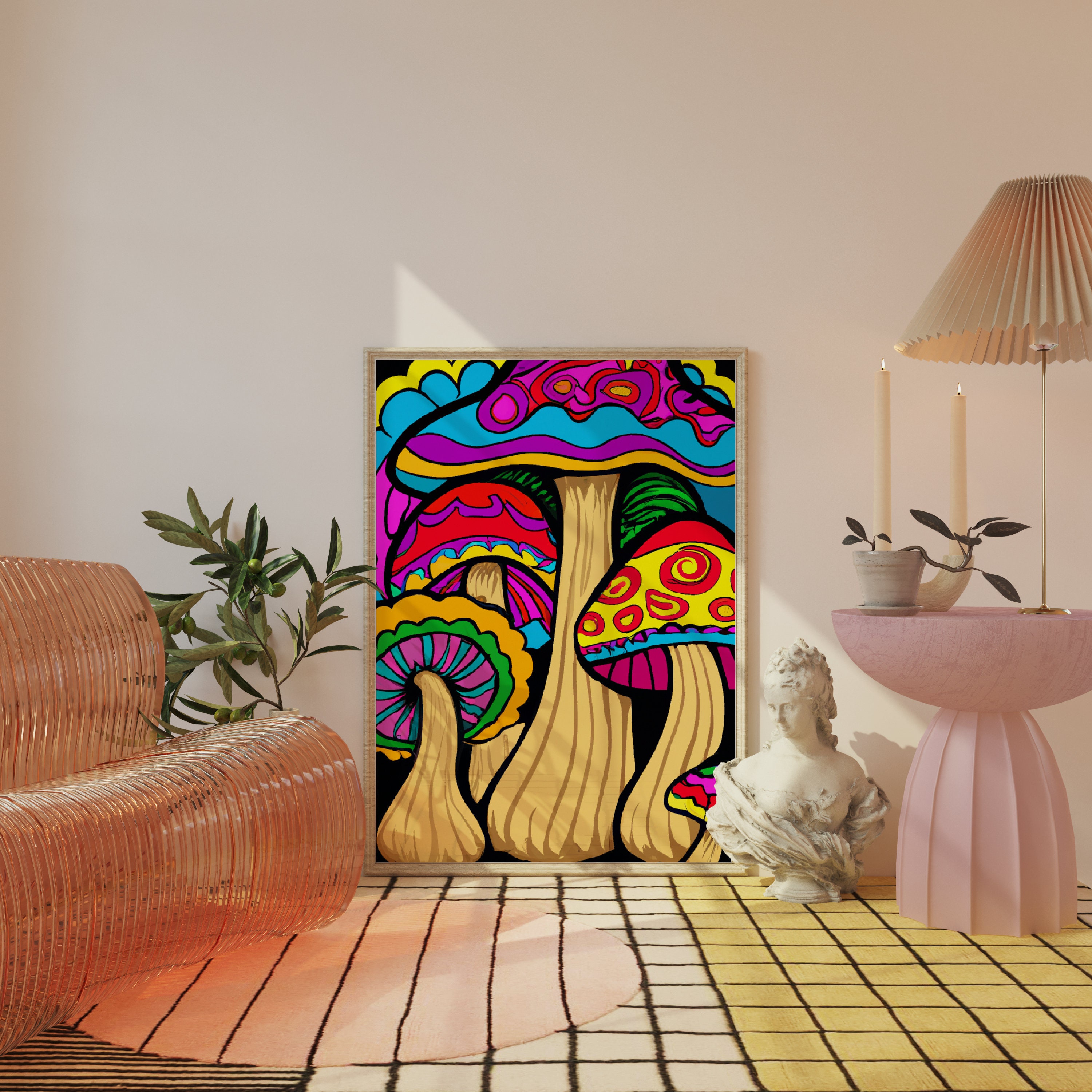 Mushroom Poster Printable Wall Art Psychedelic Poster Trippy Poster 70s ...