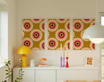 Bunte druckbare Wandkunst Boho druckbare Kunst Floral druckbare Wandkunst Retro druckbare Wandkunst Retro Dekor 70er Wandkunst printable