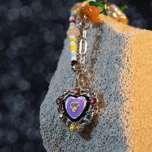 Purple Lucky Heart Necklace, Futuristic Y2K Trendy Necklace, Kpop Grunge Goth Star Choker Necklace, Vintage Thorns Necklace