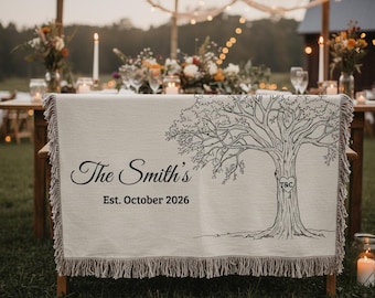 Custom Wedding Throw Blanket, Personalized Anniversary Gift, Unique Gift for Wedding Couple, Name Blanket for Newlyweds