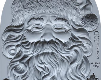Iron Orchid Design Silicone Mold Saint Nick, IOD Mould 5"7" for resin, clay, chocolate