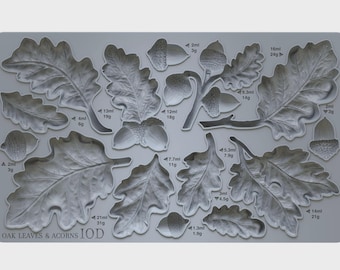 Iron Orchid Designs Mould Oak Leaves & Acorns  Silicone Food Safe Mould