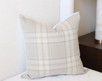 Plaid Pillow Cover | Neutral Geometric Pillow, Designer Pillow, Throw Pillow, Fall Pillow | 20x20 | 22x22 | 24x24 | 26x26 | 14x36