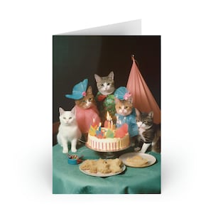 carte d'anniversaire chat vintage