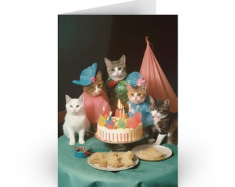 Tarjeta de cumpleaños de gato vintage