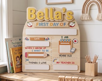 Customizable First and Last Day of School Sign Board, Wooden Back to School Prop, Reusable Milestone Board
